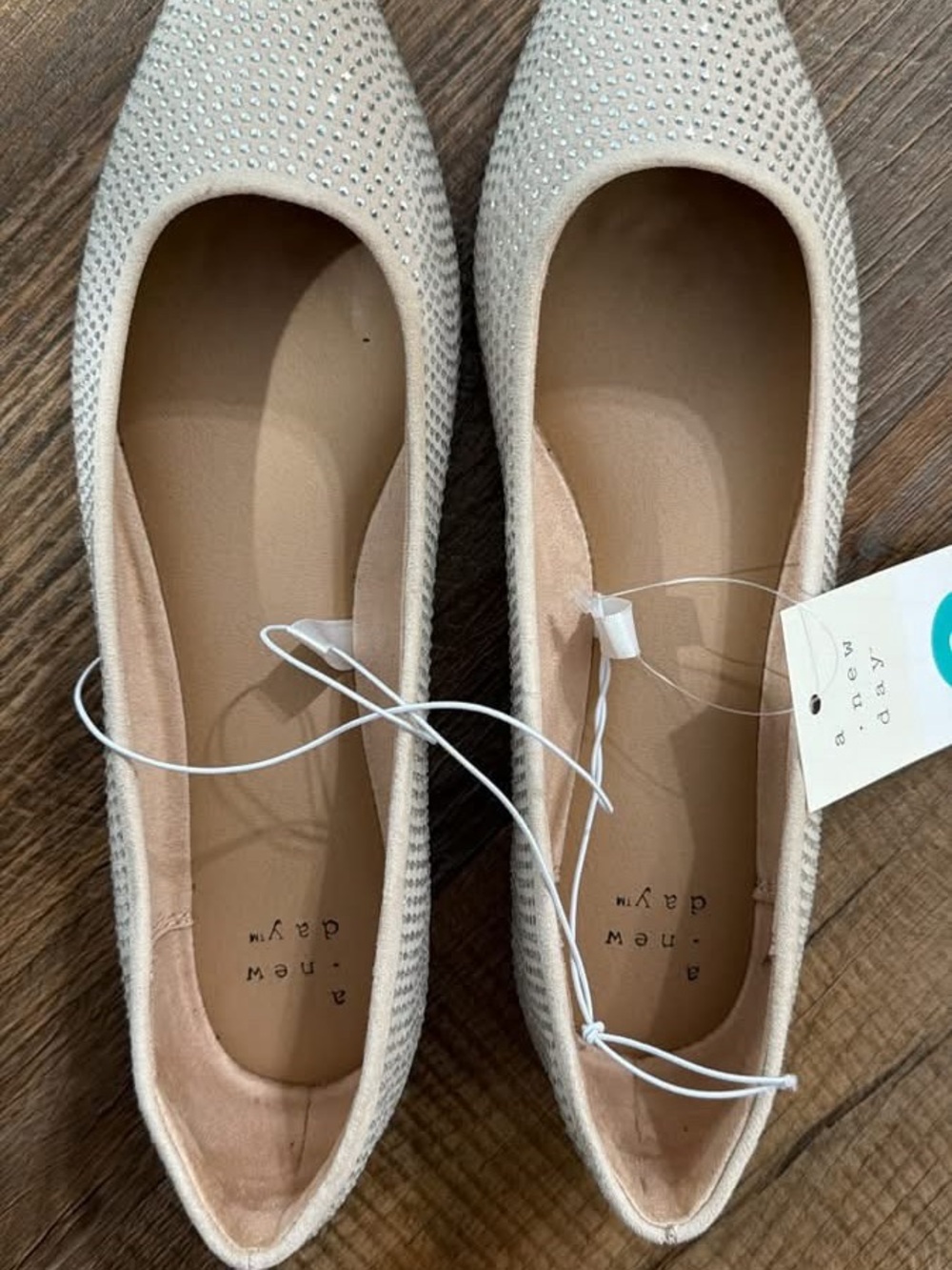 a new day Crystal-Embellished Ballet Flats in Ivory